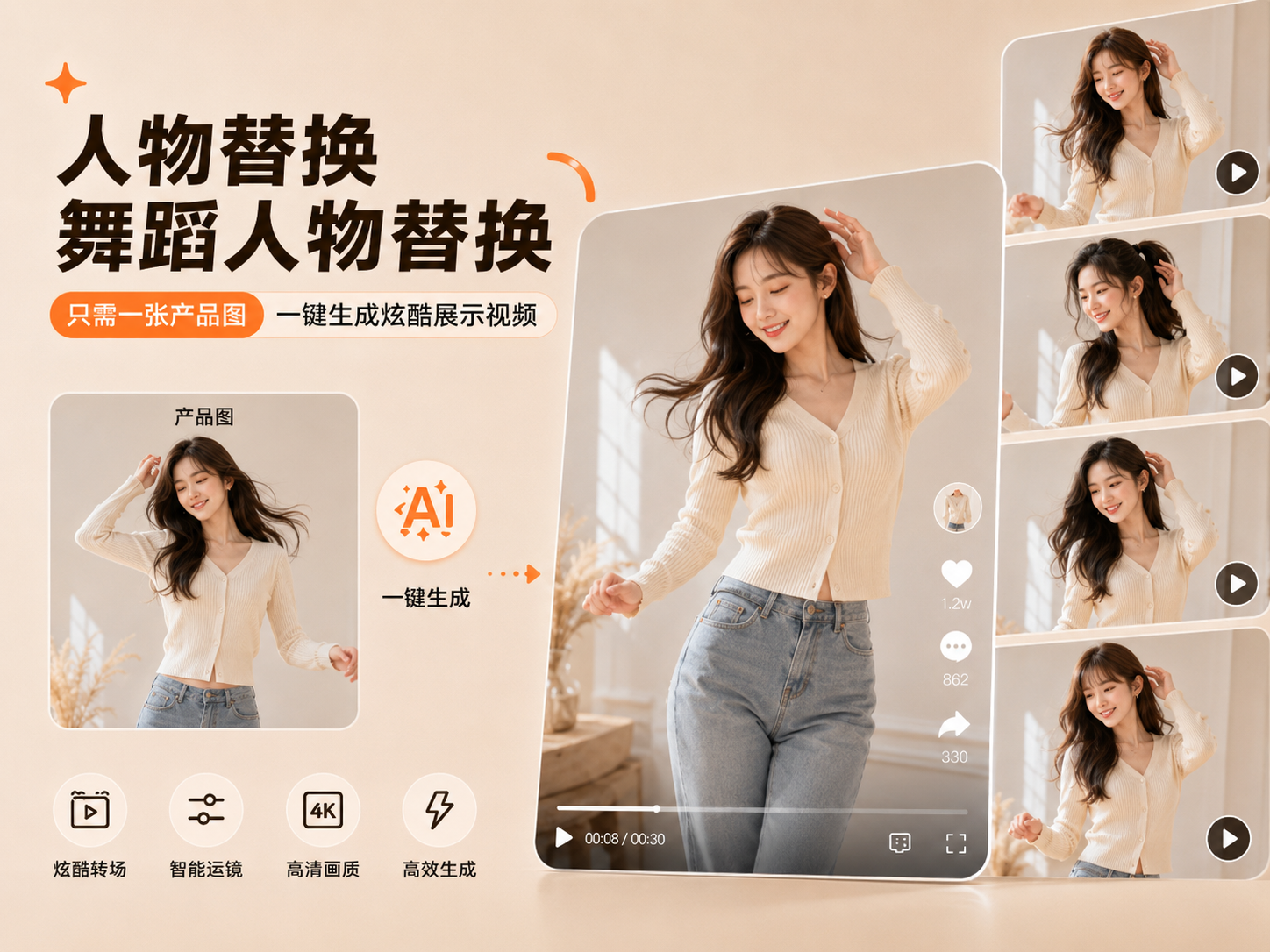 舞蹈人物替换V3 - 视频人物替换