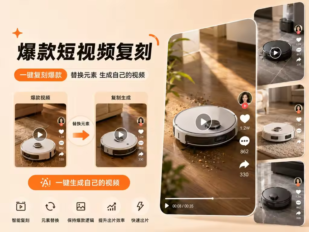 爆款视频复刻 - 视频翻拍